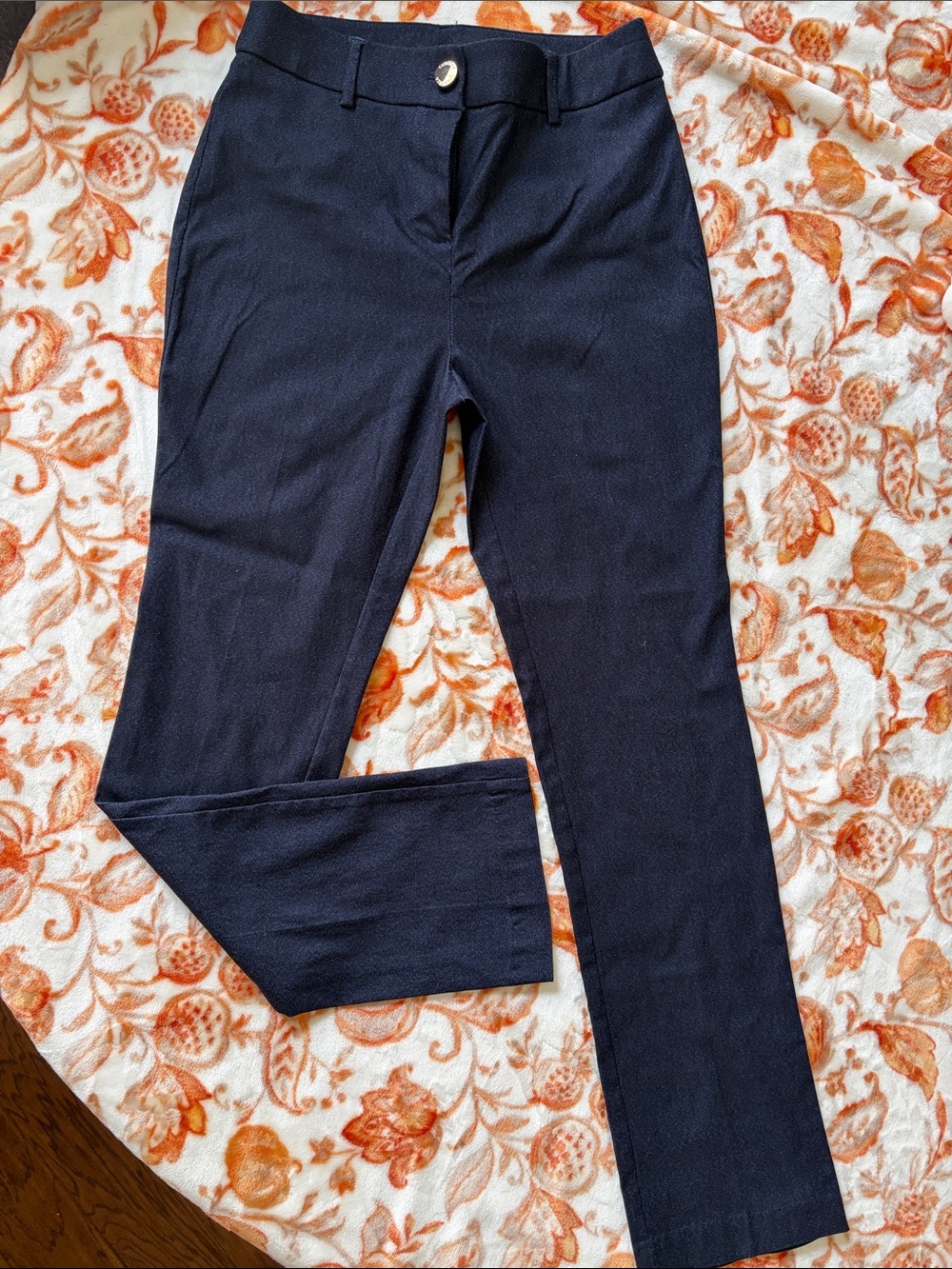 Rafaella Women’s Navy Straight-Leg trousers stretch